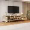 Image de Meuble TV 160cm en rotin - Passage des câbles - 2 tiroirs - 1 porte - Décoration en rotin - style moderne - Naturel