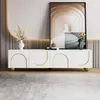 Image de Meuble TV 170cm- moderne - avec étagères réglables - en panneaux de particules - Blanc & Doré