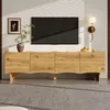 Image de Meuble TV - MODERNLUXE - 155x36x47 cm - 4 portes - Aspect bois - Naturel