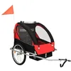 Image de Prix bas - Remorque de vélo Polyvalent - supporté 50 kg - et poussette 2-en-1 noir et rouge  350864669982)