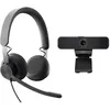 Image de Casque Filaire Zone + Webcam C925e - Logitech - Kit de collaboration vidéo - Stéréo - Noir - USB-C