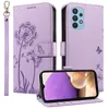 Image de Coque Étui portefeuille pour Samsung Galaxy A32 4G Housse flip magnétique en cuir PU à motif pissenlit - Violet bl COQUE TELEPHONE