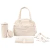 Image de doomoo - Sac à langer Bebe Fluffy - Grande Contenance 24L - Nombreuses Poches - 8 Accessoires Inclus dont Matelas à Langer - Beige