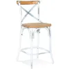 Image de Tabouret de Bar Effet Vieilli Carey 100cm Naturel & Blanc