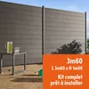 Image de Kit clôture composite et aluminium à sceller H 1m80 L 3m60 gris anthracite avec renforts acier - Palissade - Brise vue