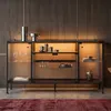 Image de Buffet vitré FUFU&GAGA avec 4 portes et compartiments éclairage LED 3 couleurs intégré verre trempé 140x40x80 Salon et Chambre