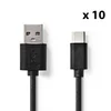 Image de Nedis Lot de 10 câbles USB-C / USB-A (Noir) - 1 m
