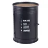 Image de Bar bidon 1 porte LOFT & METAL - Noir et bois - Métal et bois - D 33.5 x H 46.5 cm