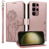 Image de Coque Étui portefeuille pour Samsung S23 ULTRA Housse flip magnétique en cuir PU à motif pissenlit - Rose blue COQUE TELEPHONE