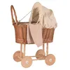 Image de Landau en bois et osier avec garnitures tissus écru - Jouets par univers - Jeux dimitation - Poupons poupées & accessoires