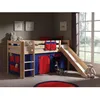 Image de Lit enfant mezzanine toboggan nature Domino - VIPACK - Pino - Bois massif - 90x200 cm - Bleu