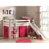 Image de Lit enfant mezzanine toboggan PINO - Vipack - Blanc - Housse Pink Flower - Normes EN747-1&2