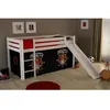 Image de Lit enfant mezzanine en bois massif avec toboggan et rideau Pirates - Vipack PINO - Blanc