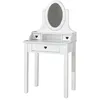 Image de Coiffeuse - Amori - MDF verni blanc - Miroir ovale - 3 tiroirs en forme de coeur