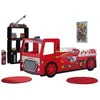 Image de Pack - Lit Enfant & Matelas Camion de Pompier 90x200cm Rouge