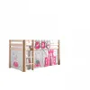 Image de PINO Lit Compact Pin Massif Naturel + Rideau de lit Princess + 3 Pochettes Princesse