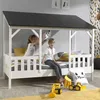 Image de Pack - Lit Cabane Enfant Sommier & Matelas Housebed III 90x200cm Blanc & Noir