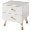 Image de Chevet enfant blanc satin 2 tiroirs de rangement pieds oblique doré 40 Blanc