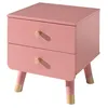 Image de Vipack - Table de chevet rose Billy avec 2 tiroirs en pin massif et MDF.