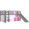 Image de Lit Enfant Surélevé Avec Toboggan Pino 90x200cm Gris Little Princess