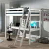 Image de Lit Mezzanine 90x200 avec Bureau Pino - Vipack - Blanc - Enfant