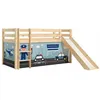 Image de Lit Enfant Surélevé Avec Toboggan Pino Police 90x200cm Naturel