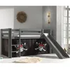 Image de Lit mezzanine avec toboggan pin massif Gris - Vipack - PINO - 1 place - 90x200 cm - A lattes