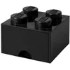 Image de LEGO Boîte de Rangement Brique 4 Plots avec Tiroir Noir   Organiseur Empilable Jouets et Bureau