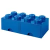 Image de LEGO Boîte de Rangement Brique 8 Plots avec 2 Tiroirs Bleue   Organiseur Empilable Jouets et Bureau