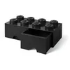 Image de LEGO Boîte de Rangement Brique 8 Plots avec 2 Tiroirs Noire   Organiseur Empilable Jouets et Bureau