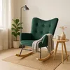Image de URBAN MEUBLE - Fauteuil - Style Scandinave - En velours vert - Avec pieds en bois clair