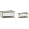 Image de Lot de 2 boîtes vitrine Hubsch Interior Ripple - transparent/laiton - 15x10x7/21x14x9 cm