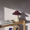 Image de Lampe à poser - Hübsch - Modèle Scandinave - Métal Blanc - Abat-jour Tissu Bordeaux - 1 Ampoule