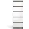 Image de Commode - Nada - Haute et étroite - 5 tiroirs - Blanc brillant