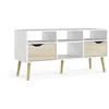 Image de Meuble TV - 4 niches 2 tiroirs - Blanc / Chêne - 1172 x 391 x 574 cm ARO