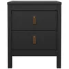 Image de CALICOSY - Table de chevet 2 tiroirs noir mat L438 cm - BARCELONE - Noir