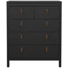Image de CALICOSY - Commode 5 tiroirs noir mat H989 cm - BARCELONE - Noir