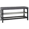 Image de Banc gris 2 étages à pieds noirs 100 x 34 x 50 cm