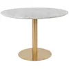 Image de Table à manger ronde 110x75 cm aspect marbre blanc et laiton - DERVAL
