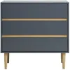 Image de Commode 3 tiroirs 80x40x80 cm bleu canard et naturel