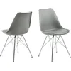 Image de Chaise coquille Irma - EMOB - Lot de 4 - Siège en PU - Plastique gris - Pieds en métal chromé