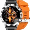 Image de Montre connectée ronde argent - Gravity - Bracelet noir/orange en silicone - Modèle GT20 - Pour homme