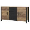 Image de Buffet 2 portes 3 tiroirs Petits-meubles - Lyam - 147 x 43 x 79cm - Bois et noir