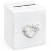 Image de Urne blanche avec coeur de roses 23 5 x 24 cm - Blanc