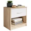 Image de EMOB Beppu Table de chevet 1 tiroir chêne sonoma et blanc 50×35×40 cm