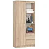 Image de Bibliothèque de bureau AKORD R11 Chêne Sonoma 80 cm 1 porte 2 tiroirs façade Chêne Sonoma 7 étagères 80x35x180 cm