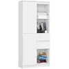 Image de Bibliothèque de bureau AKORD R15 Blanche 80 cm 1 porte 2 tiroirs façade Blanche 7 étagères 80x35x180 cm