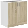 Image de SARA Meuble bas - 2 portes - Décor chêne sonoma - L80xP48xH82 cm - Plan de travail non inclus