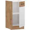 Image de ROCK - Meuble bas - Mélaminé chêne Lancelot et Blanc brillant - 40 cm - 1 porte battante - Plan de travail non inclus