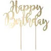 Image de Cake topper en carton happy birthday doré métallisé 22 5 cm